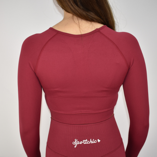 ChicFit - Long Sleeve Top - Red Wine